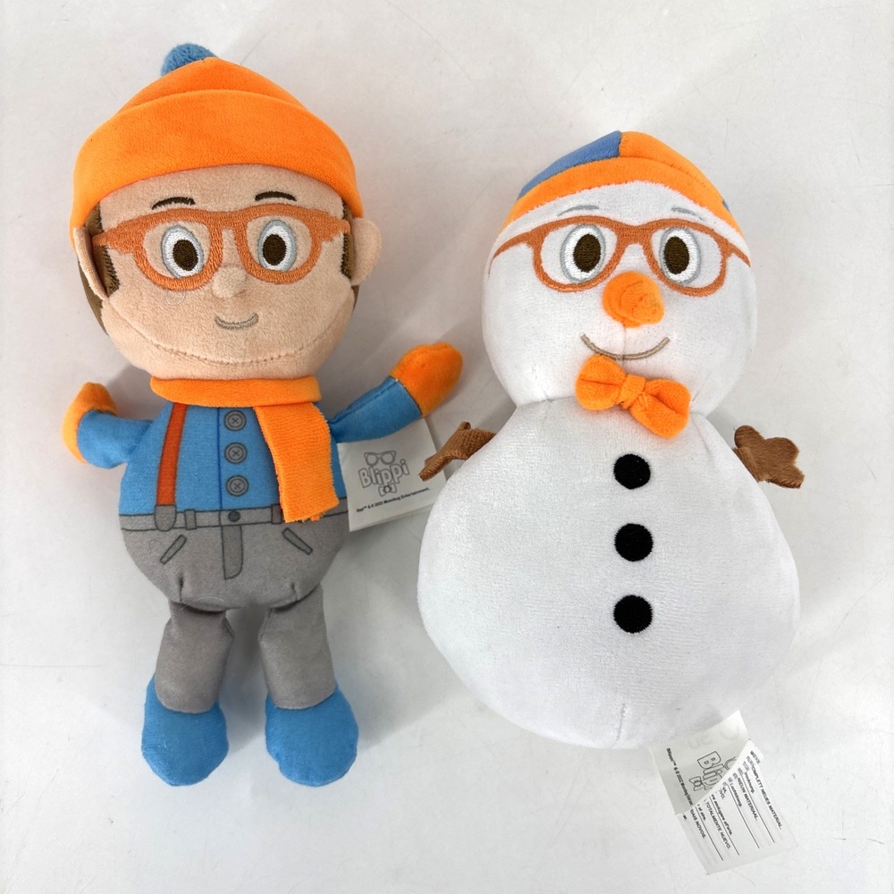 Blippi 7"‎ Plush Toys, 2 Pack Set  Exclusive Winter Figures, Blippi and Snowman